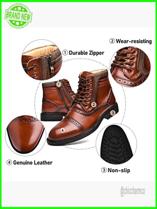 Mens Leather Chelsea Boots with Zipper Ankle Boots Chukka